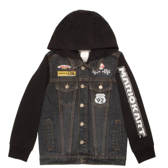 Nintendo Super Mario Bros Boys' Casual Fashion Hoodie Denim Kids Jacket - Picture 1 of 4